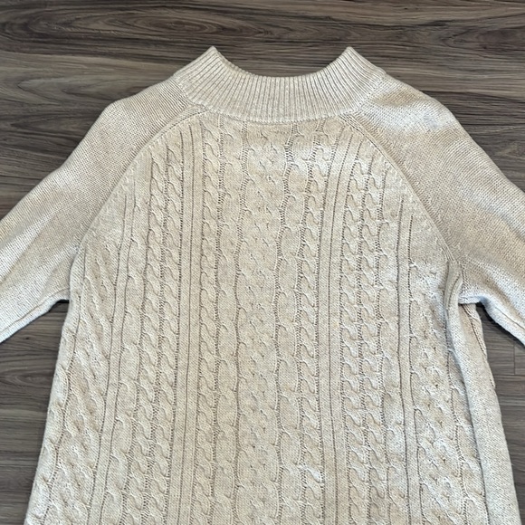 4/$25 SALE GAP Cream Cableknit Mock Neck Cozy Mixed Media Chunky Knit Sweater - Picture 3 of 7